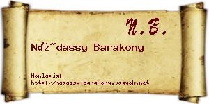 Nádassy Barakony névjegykártya